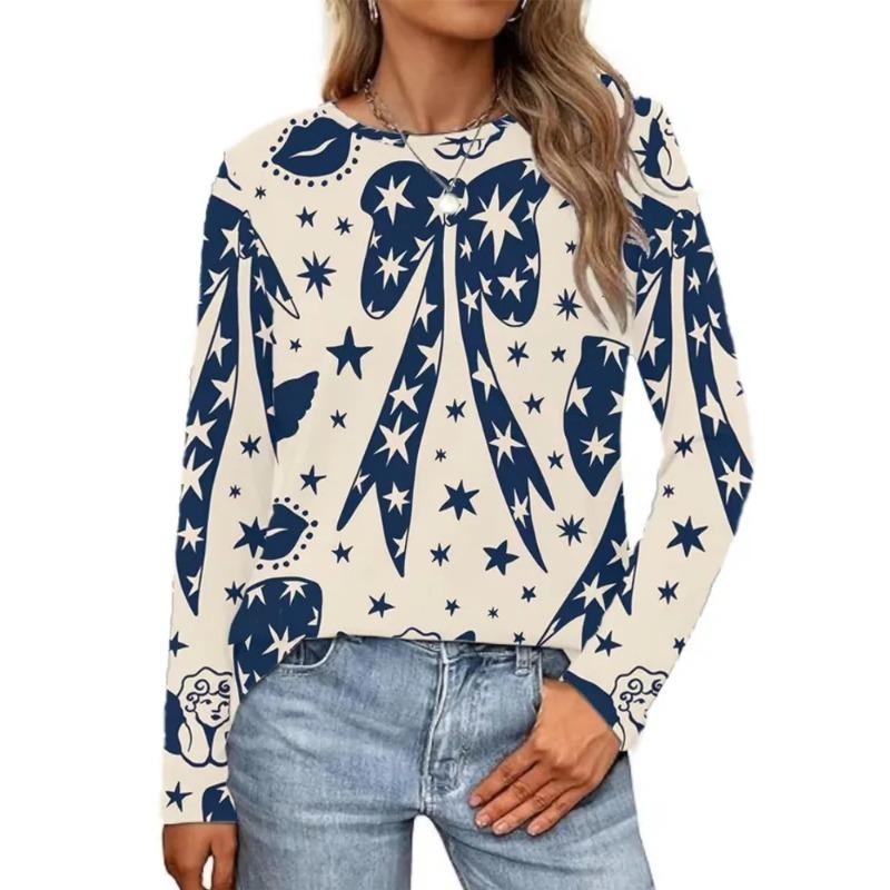 Autumn Women's 3D Geometric Print Crew Neck Long Sleeve T-Shirt