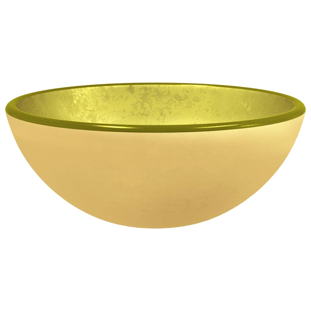 Gehärtetes Glas Waschbecken 30 x 12 cm Gold Finish