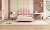 90x200cm Einzelbett, Kinderbett, Jugendbett, Polsterbett, Holzlattenrost, Fleece-Imitat, Rosa