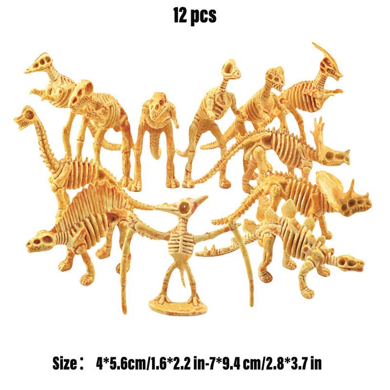 

Educational 12 Pcs Simulated Dinosaur Skeletons Model Toy Kids Desktop Decor золотой