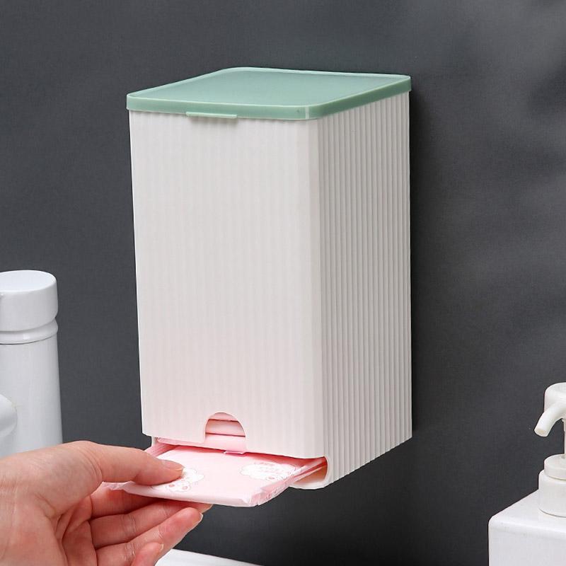 Houseeker Wandmontierte Hygienebinden-Aufbewahrungsbox Taschentuch-Wattestäbchen-Organizer-Etui Multifunktionale Klappdeckelbox
