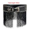 Y2K Harajuku PU Leather Tassel Belt Punk Style Patchwork Design Wide Belt Western Cowboy Vintage Rivet Belt Daily Wear