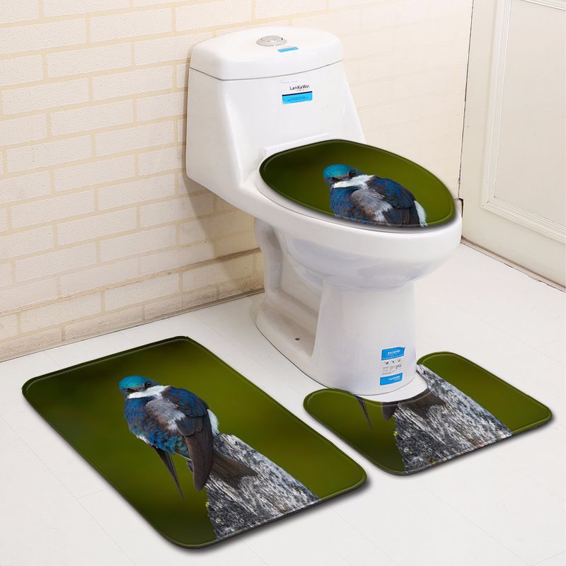 3D Bird Bathroom Toilet Three-Piece Floor Mat Doormat Bathroom Carpet