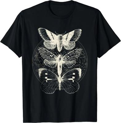 Witchcore Lepidoptera Butterfly Moth Insect Astronomy Lover T-Shirt Halloween Vintage T Shirt for Unisex Women Daily Four Seasons