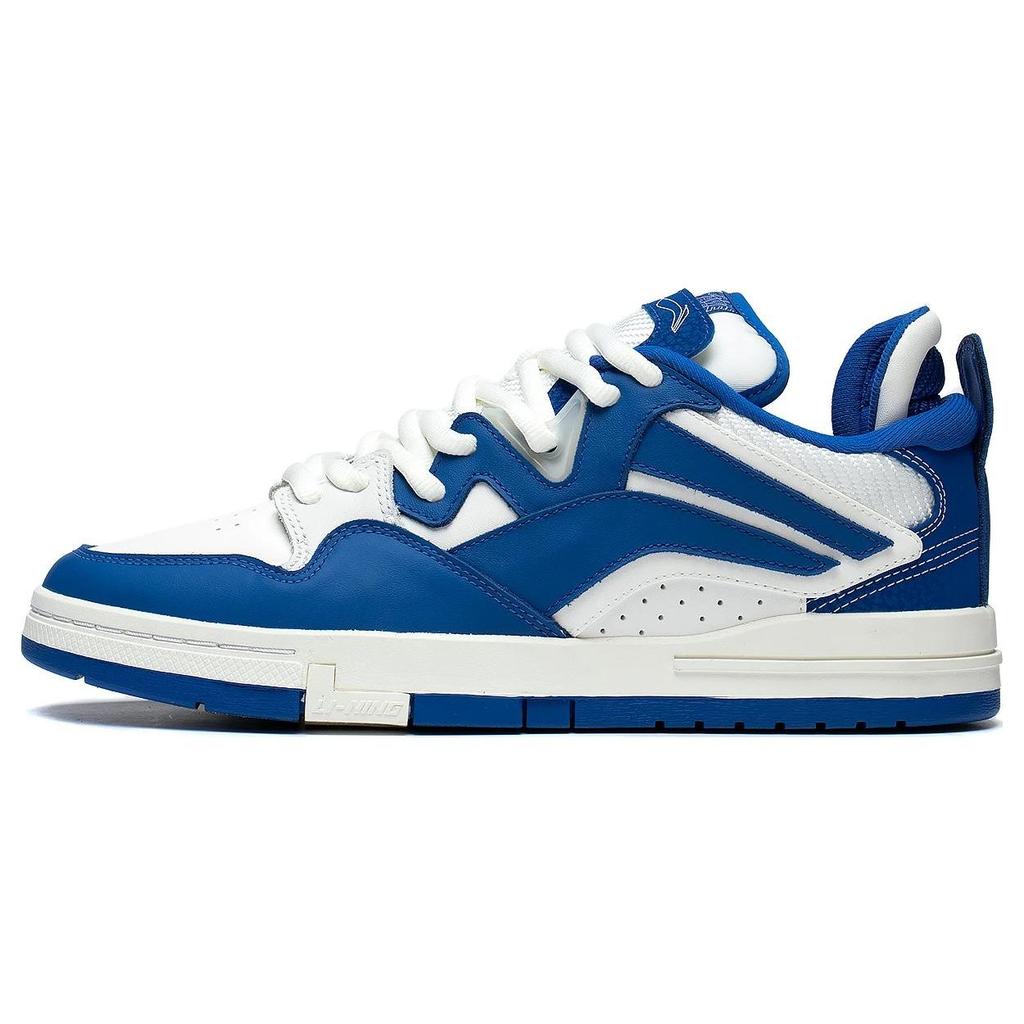 Li Ning Wave PRO Synthetic Leather Slip Resistant Abrasion Resistant Low Top Skateboard Shoes Men's White Blue AECT013-2