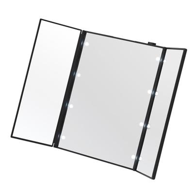 Nagai Kosan Actress Makeup Mirror with LED Folding Beauty Mirror, Three-Sided Light, Black, Tabletop, Mirror, NK-2720