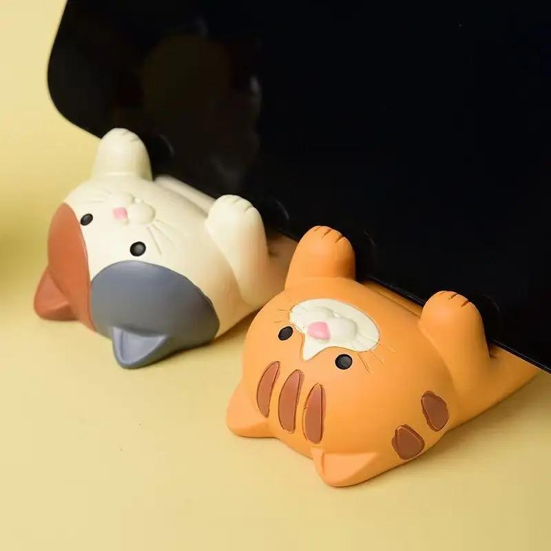 1Pcs Mobile Phone Holder Resin Japanese Groceries Cute Handmade Cat Tiger Tablet Small Ornament Atmosphere