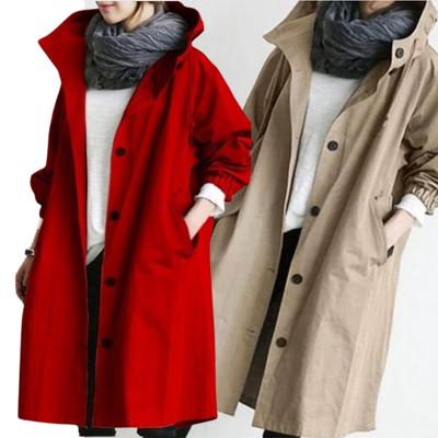 Britų stiliaus vintažinis rudeninis plonas kišeninis gobtuvas ilgomis rankovėmis vėjo striukė Laisvas paltas vidutinio ilgio striukė Moteriški drabužiai solidūs nauji