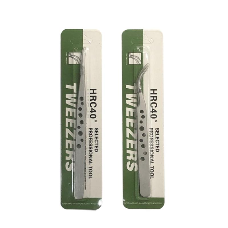 2pcs Stainless Steel Accuracy Curved And Straight Tweezers Set for Gardening and Model Making with Ergonomic Design