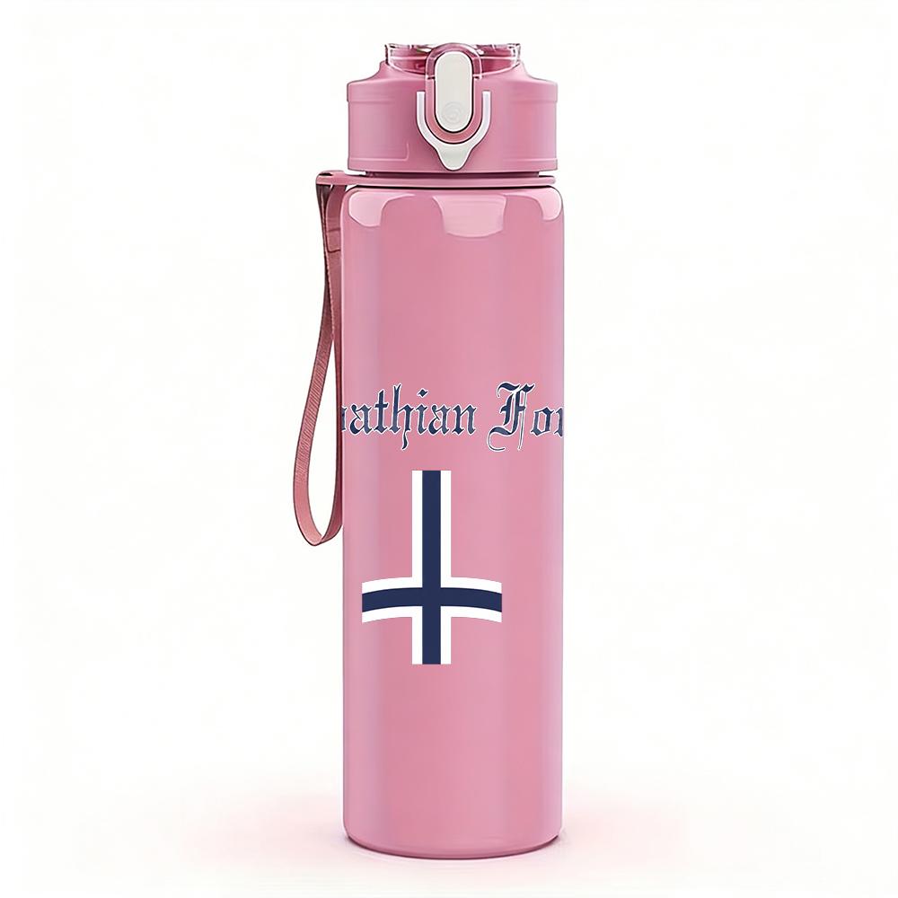 1PC Compass Cross Minimalist Line Art Print 750ml Portable Sports Water Bottle Leakproof Gym Outdoor Travel Drink Cup