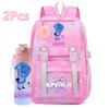 2Pcs/set Cute K-Pop Demon Hunters Printed Backpack with 750Ml Water Bottler for Teenager Student Girl Boy Large Capacity Waterproof Bookbag Travel Bag