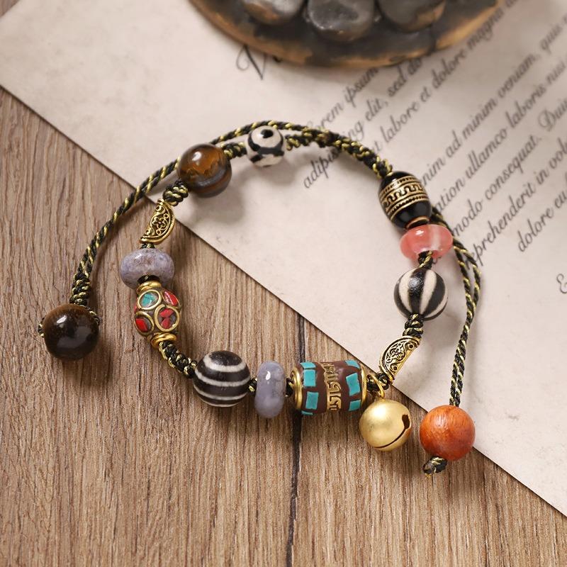 Retro hand-woven bracelet Tibetan dzi bead bracelet niche design men's and women's hand rope accessories