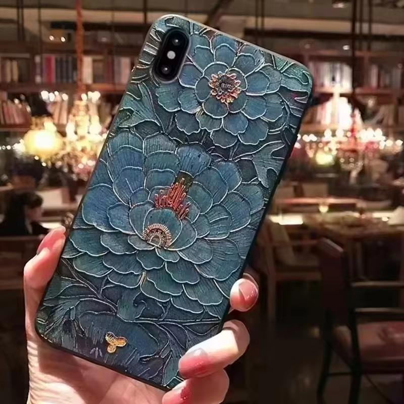 Für Sony Xperia XZ2 / XZ2 Compact / XZ2 Premium Hülle 3D Blumenprägung Silikon Prägeabdeckungen für Sony Xperia XZ2 Premium Weich