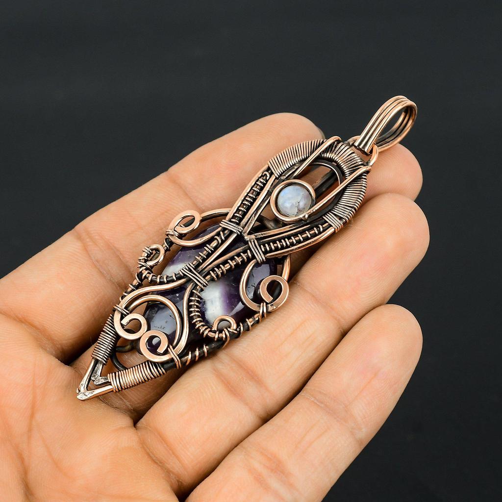 Sage Amethyst Pendant, Gemstone 999 Copper Wire Wrapped Jewelry Pendant, Handmade Jewelry Birthstone Pendant, Gift For Him