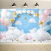 2D Blue Sky White Cloud Balloon Backdrop for Newborn Photography