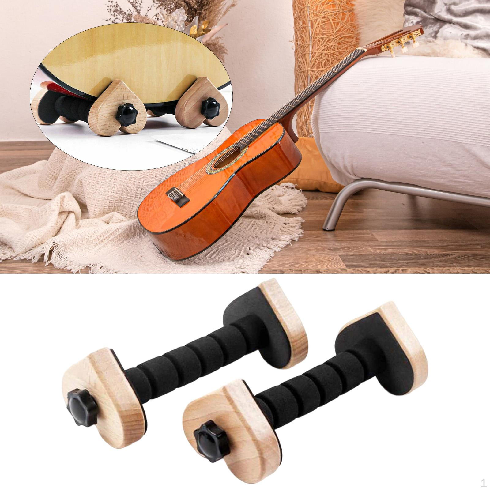 

2 Wooden Guitar Stands, Floor Stand with Sponge Padding, Adjustable, for Acoustic Guitar, Classical Beech Wood