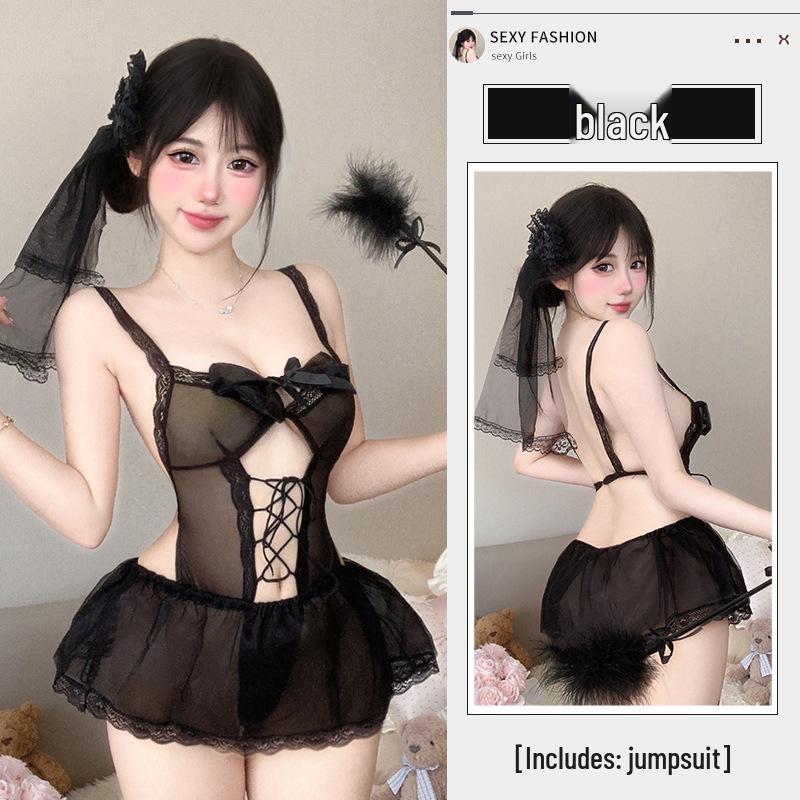 Alluring Lace Temptation Uniform: Enhance Bust Appearance with Quick-Release Feature