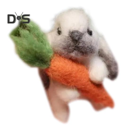 

1 шт/2 шт войлочный вислоухий кролик с морковкой мини игольчатый валяный плюшевый кролик ручной работы из войлока животное для пасхального украшения 1pc серый