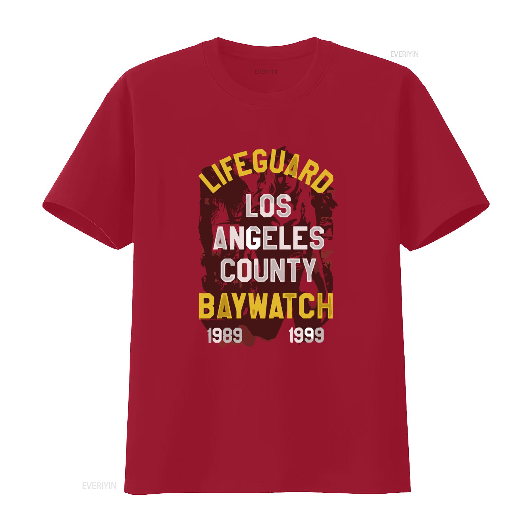 

Los Angeles County Baywatch Lifeguard 1989 1999 Retro Design Adult T Shirt vintage Washed Unisex Versatile fashion S