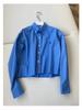 Nanyou Unisex Blue MM Letter Embroidery Long-Sleeve Shirt