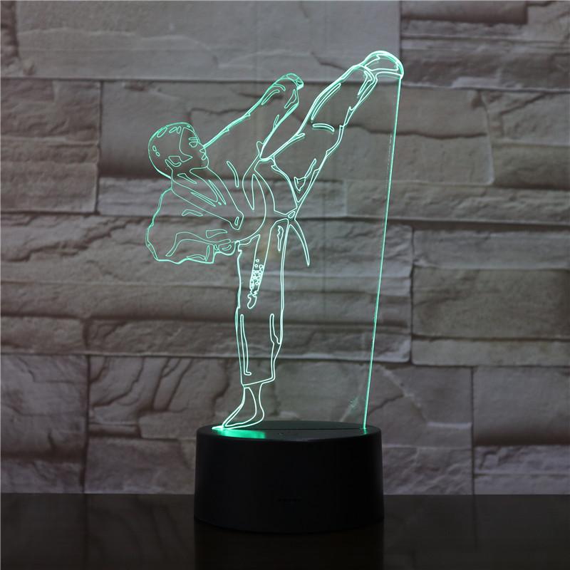 Sports Souvenir Table Lamp USB Taekwondo Bedroom Lighting Decoration Children's Gift Color Small Night Light Creative 3D LED Lig