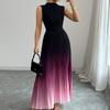 Damen Ombre Farbverlauf Plissierter Maxirock
