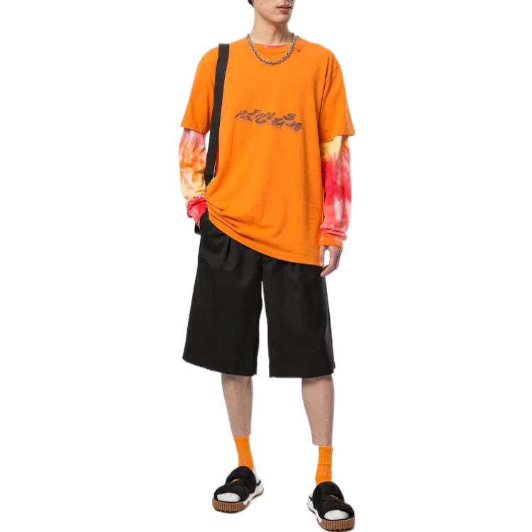 Off-White SS22 Geometric Arrow Logo Print Short Sleeve T-Shirt Men Tops Orange OMAA027R201850101910