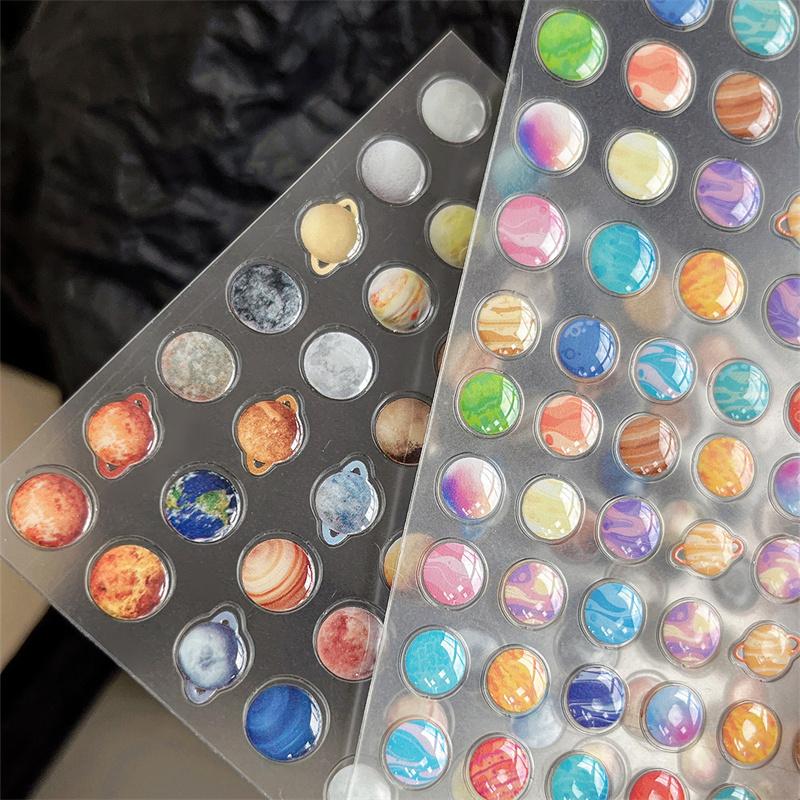 Cute Universe Planet Nail Stickers 3D Star Space Design Slider Press On Nail Decals Nail Art Decoration Manicure Salon Diy