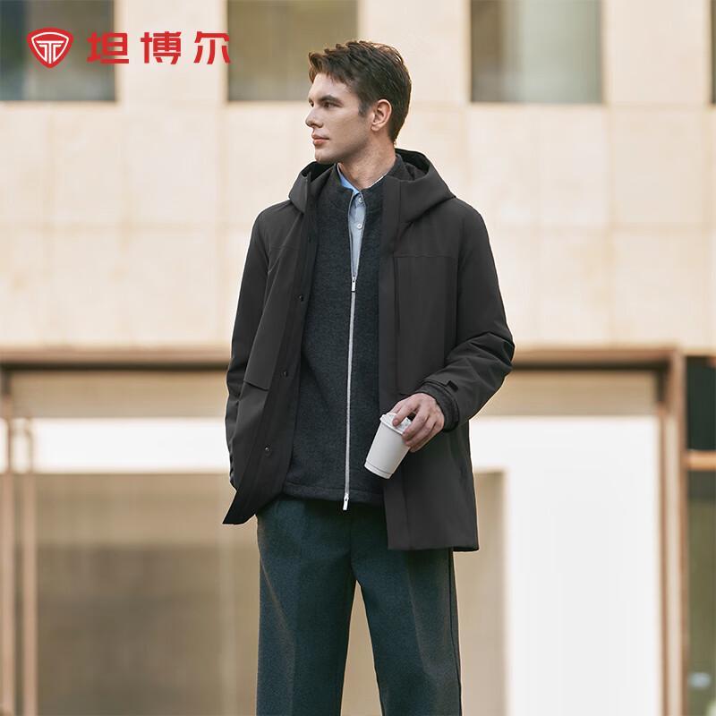 Tanboer Men's Hooded Goose Down Jacket with Removable Liner