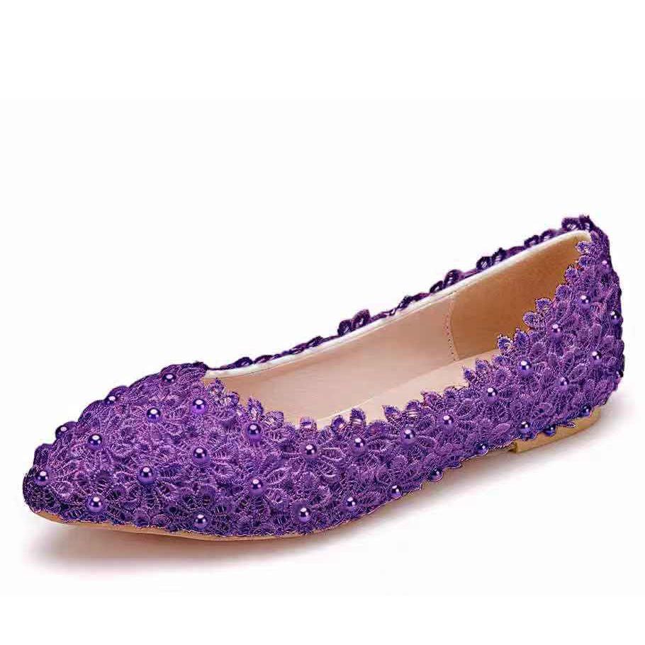 Lace Bride Shoes Handmade Wedding Shoes Colorful Shoes Colorful Wedding Shoes Bridesmaid Shoes Show Flat Heels Single Shoes