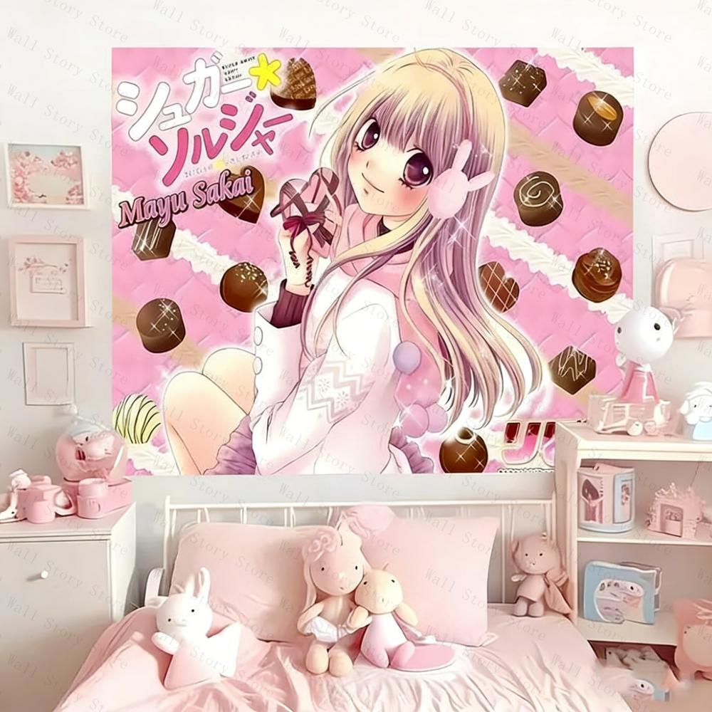 

Manga girls heart style cute Aesthetic tapestry atmosphere decoration of bedroom Tapestry Bedside Tapestry Bathroom Tapestry 74x94cm(29x37in)