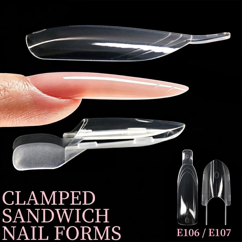 Dual Nail Forms 60Pcs Transparent Rocket Shape Full Cover Durable Nail Molds for Professional Nail Art Home Manicure Salon