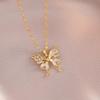 Butterfly Necklace with Color-Retaining Zircon - Fashionable, Versatile Women's Jewelry Accessory.