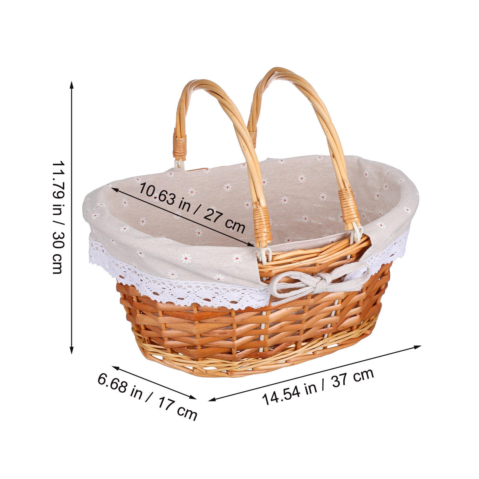 

Rustic Handwoven Picnic Basket for Flower Dried Flowers Display Natural Woven Storage Basket Willow Design 33X23X13CM
