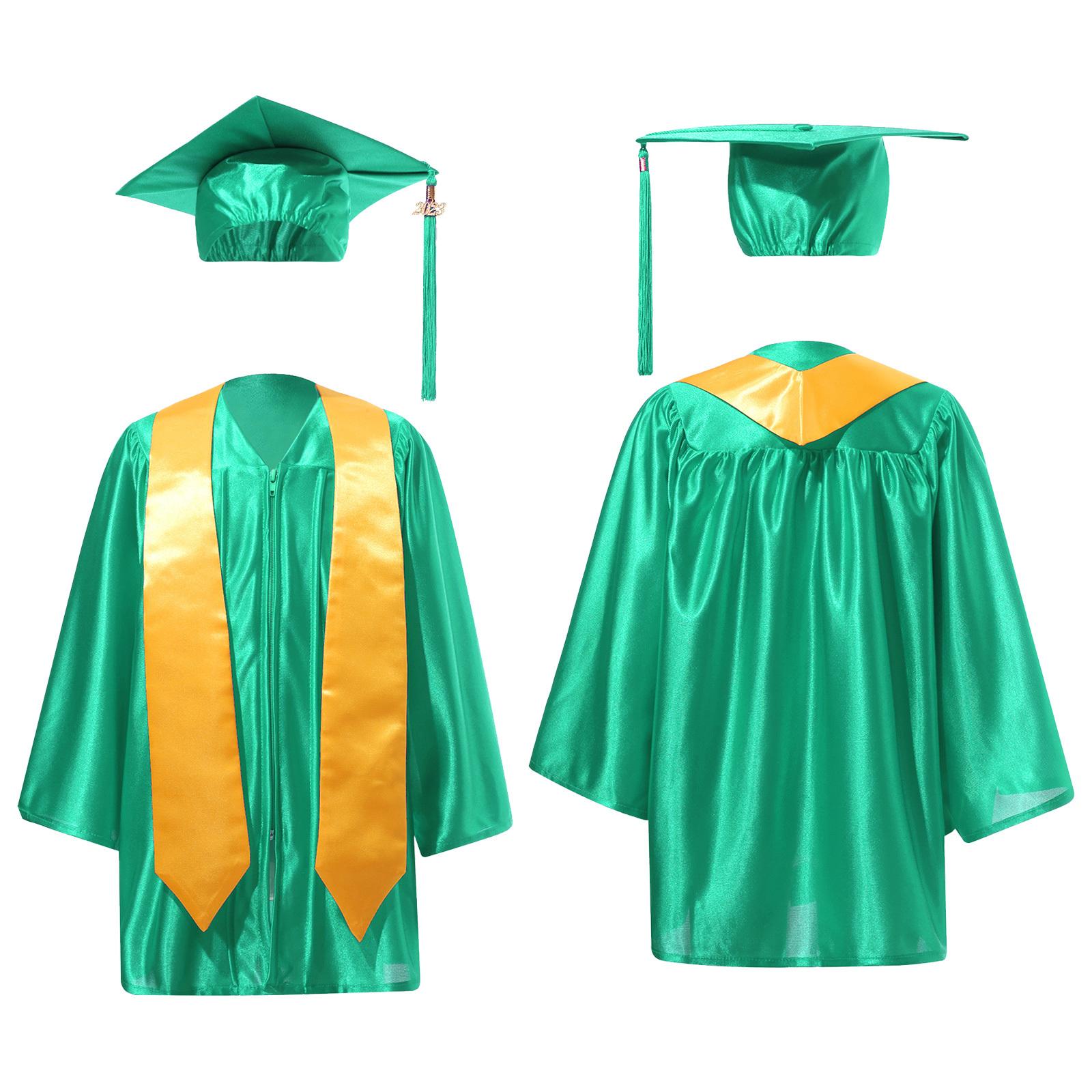 

Дитячий дитячий садок Випускна сукня Уніформа з бейджем та китицею Дошкільна церковна мантія Уніформа для хлопчиків і дівчаток 3-4 Years зелений