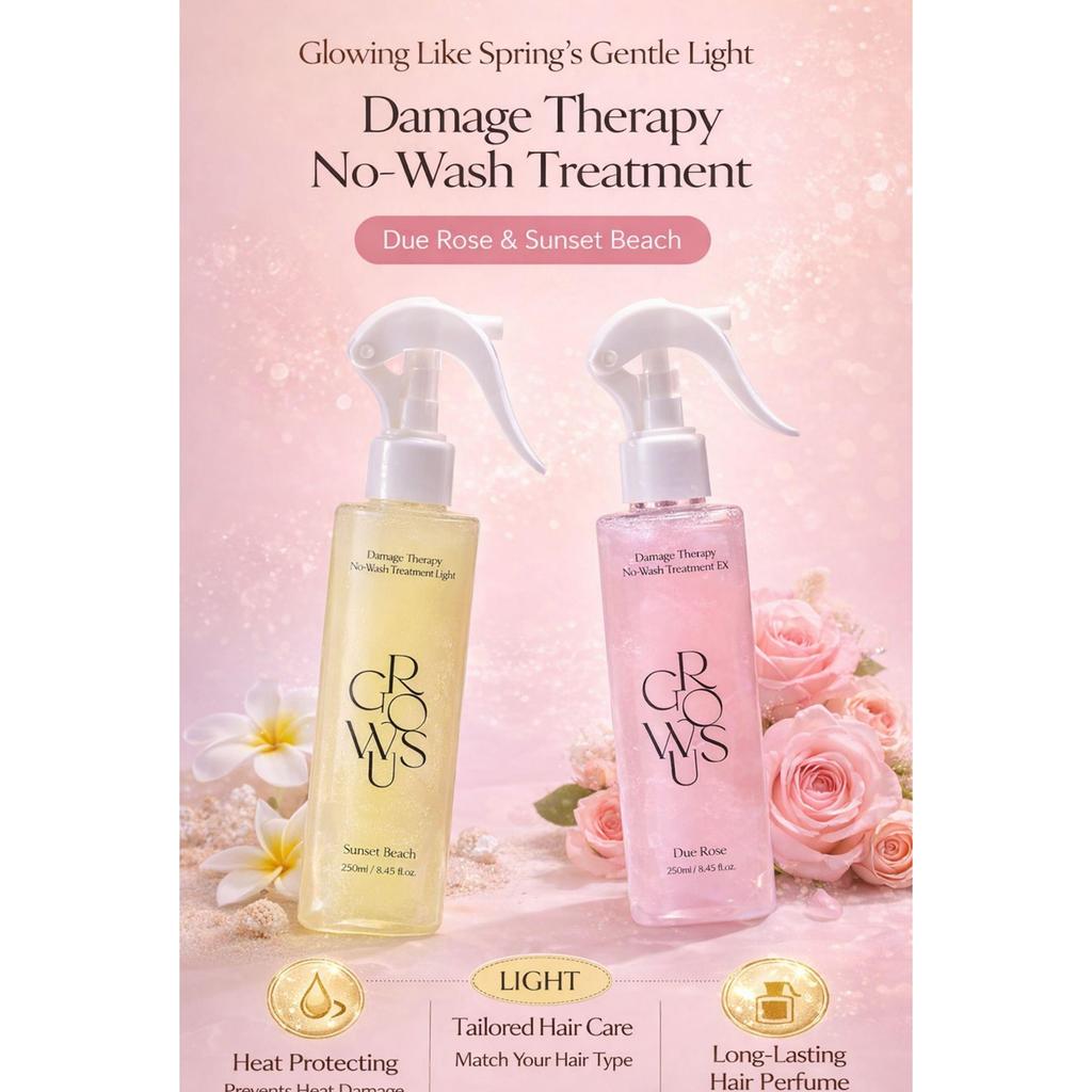 Growus Damage No-Wash Treatment EX Duo Rose Set (250ml + 250ml)