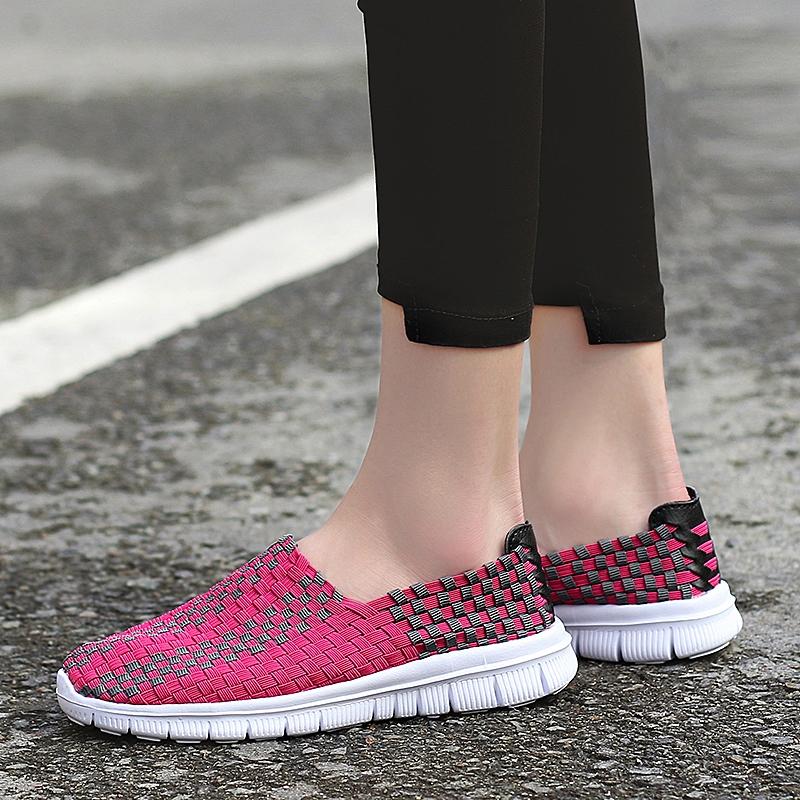 Fashion Women's New Casual Shoes Flat Bottomed Summer Walking Sports Shoes Breathable Woven Handmade Sneakers Shoes Hot Selling 2025