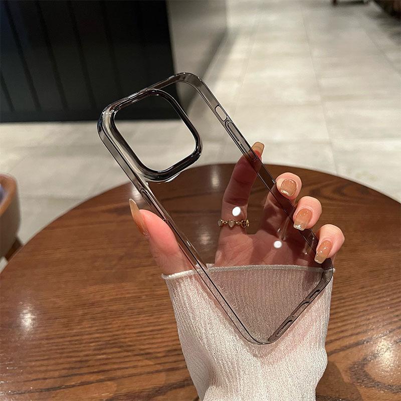 

Розкішний Прозорий Чорний Ультратонкий ПК Чохол для Телефону Для iPhone 16 15 14 Plus 13 12 Pro Max Ударостійкий Тонкий Шовковистий На дотик Задня Кришка For iPhone 16 ProMax