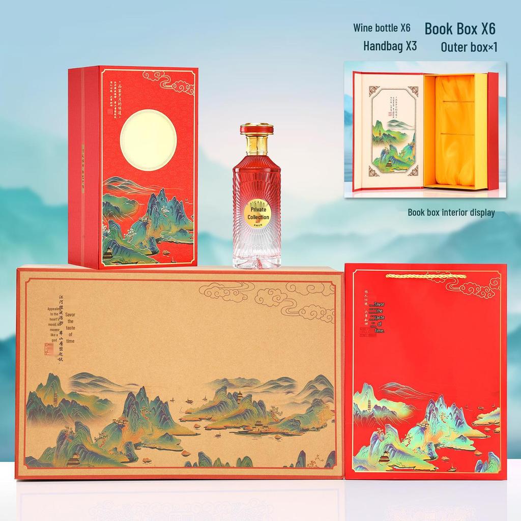 Gradient Baijiu Glass Bottle: 500ml Leak-Proof, Sealed Collectible Wine Container with Gift Box Packaging (Empty).