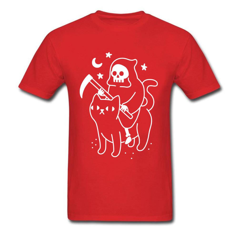 Grim Death Rides A Black Cat TShirt Funky Short Sleeve Unique Unisex Tees All Cotton Round Neck Unisex Tee Shirts Summer Sweater