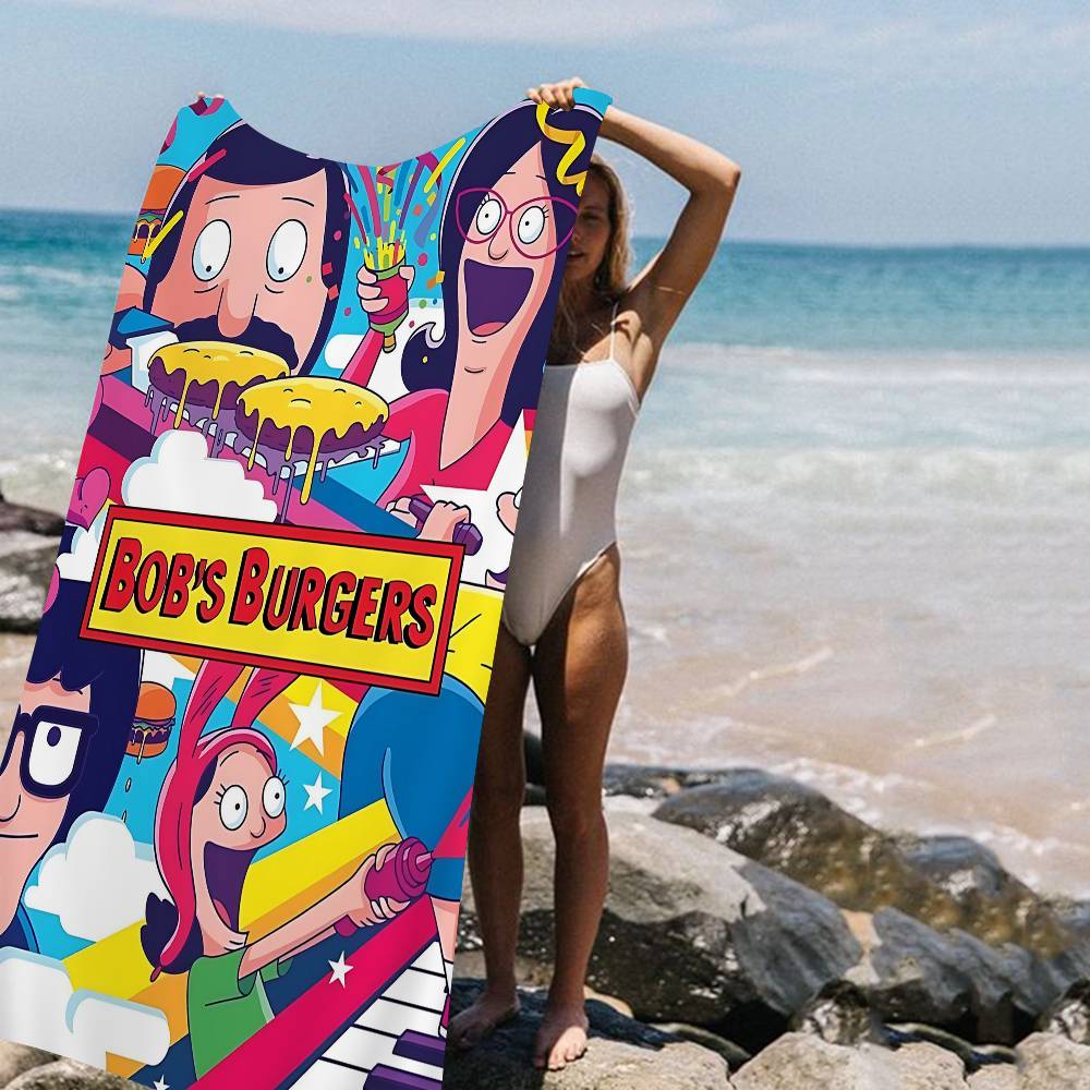 Asciugamano da Spiaggia Bobs B-Burgers Anime Morbido Assorbente Lavetta Regali per Bambini Viaggio Campeggio Palestra