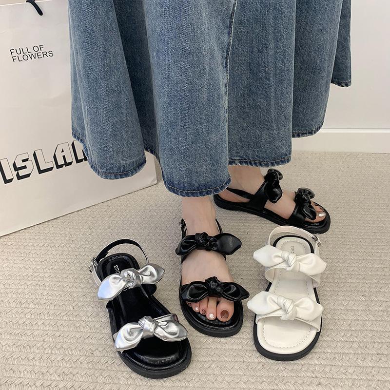 Flat-heeled sandals women's summer 2025 new bow women's flat-bottomed fashion sandals
