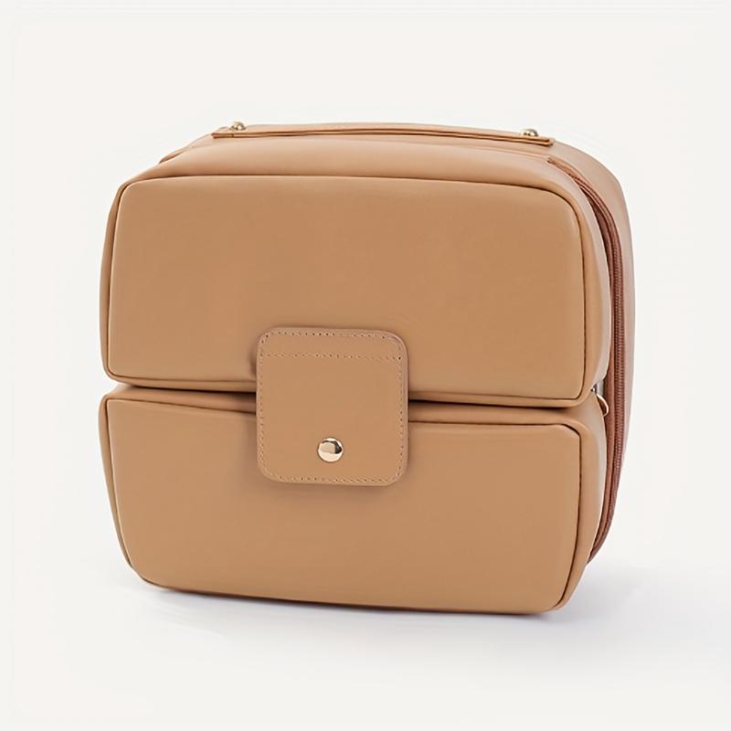 PU Leather Large Capacity Cosmetic Bag for Women Multi-Compartment Travel Toiletry Organizer Luxury Portable Makeup Pouch