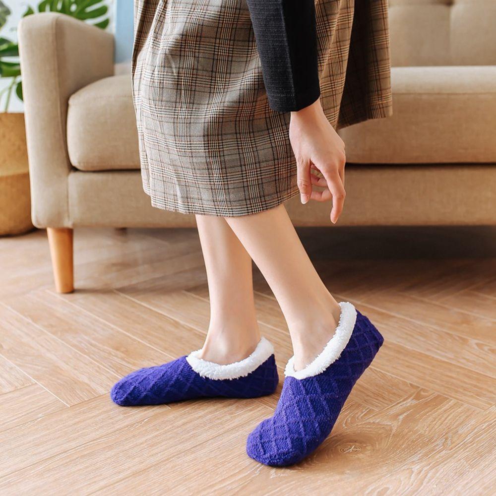 Non-slip Home Slippers Warm Socks Coral Fleece Socks Winter Floor Shoes Floor Socks Female Hosiery
