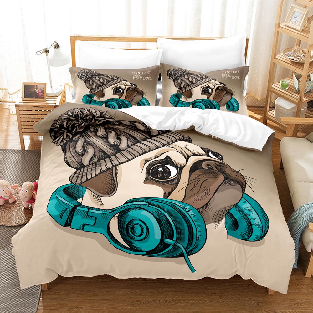Cute Dog Bedding Set Single Twin Full Queen King Size Pet Dog Bed Set Aldult Kid Bedroom Duvetcover Sets 3D Print 030