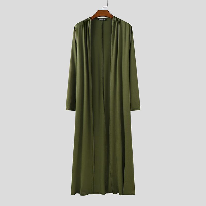 INCERUN S-5XL Men Long Sleeve Open Front Casual Long Cardigan Coats