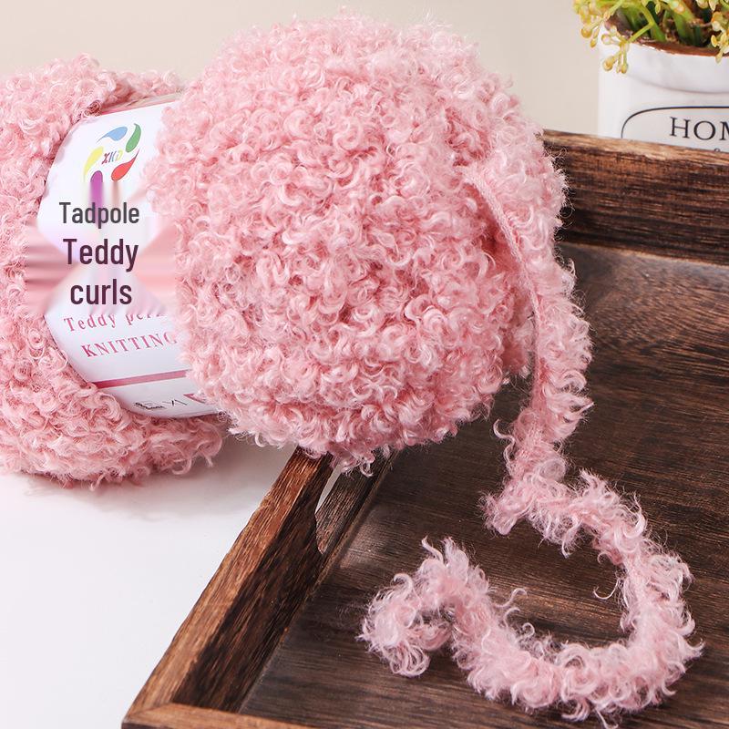 Curly Faux Fur Plush Yarn for DIY Hand-Knitting - Teddy, Doll Accessories, Scarf, Hat, Vest, Thick Coral Fleece
