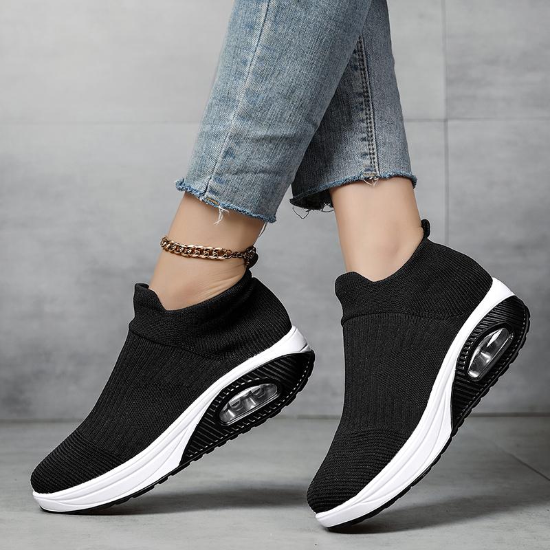 Mesh Sneakers for Women, Single Shoes, Thick Soled, Outdoor, Hiking, Elastic, Breathable, Lazy, Lightweight, Casual Sports Shoes