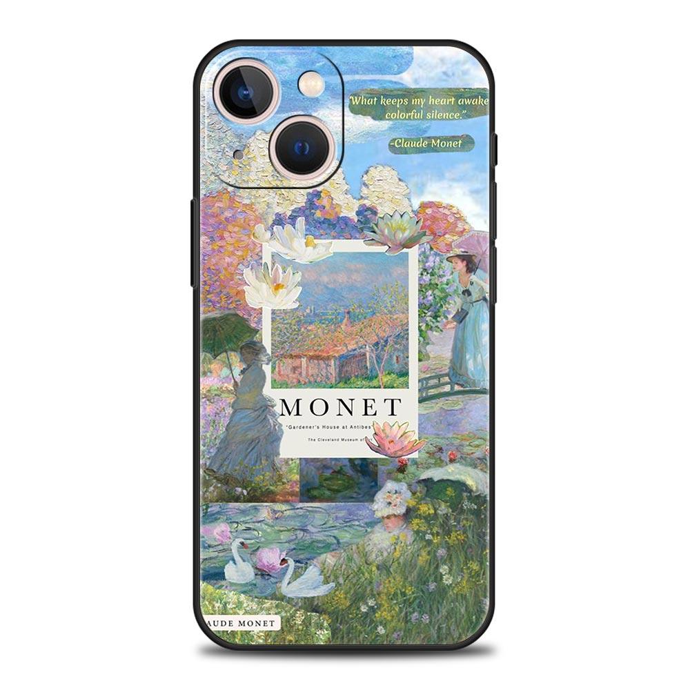 Claude Monet Art Phone Case For iPhone 17 16 15 Pro Max 11 12 13 14 7 8 Plus SE 2020 X XR XS Cover Soft Black
