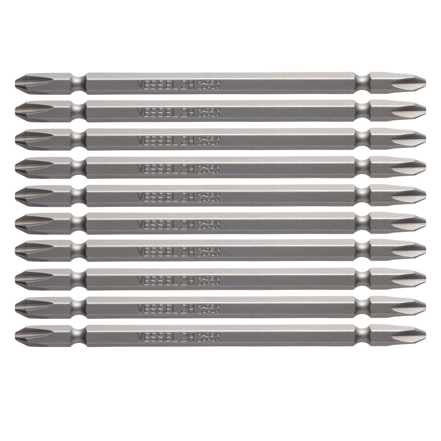 

VESSEL Bit Air for Electric Screwdrivers x 100mm Set of 10 H B36 ZP Double-ended +2 Hardness (High Hardness)